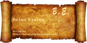 Beles Etelka névjegykártya